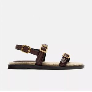 Zara Leather Sandal with Jute Insole 39